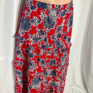 Cato Tiered Ruffled Midi Floral Skirt Sz L